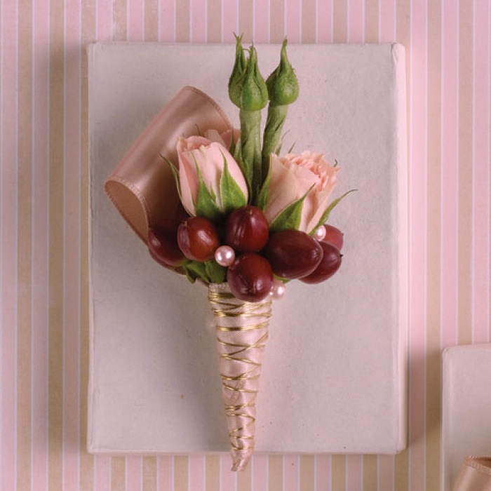 Pink and Brown Boutonniere