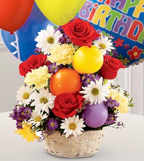 Birthday Cheer Basket & Balloons