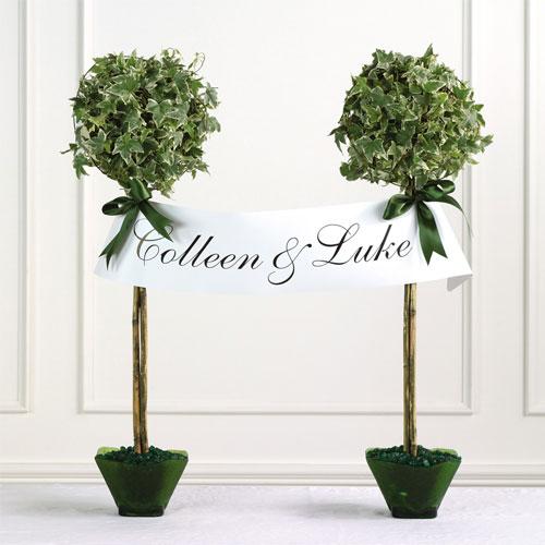 Topiaries with Name Banner