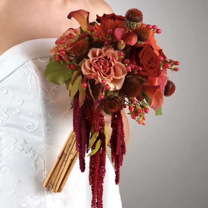 Bouquet with Hanging Amaranthus and Bamboo