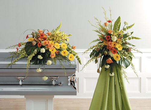 Yellow & Green Casket Sprays