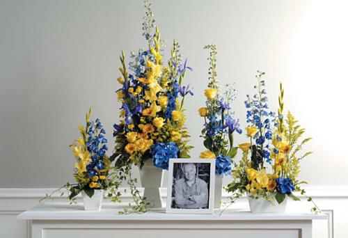 Blue & Yellow Memorial Arrangement