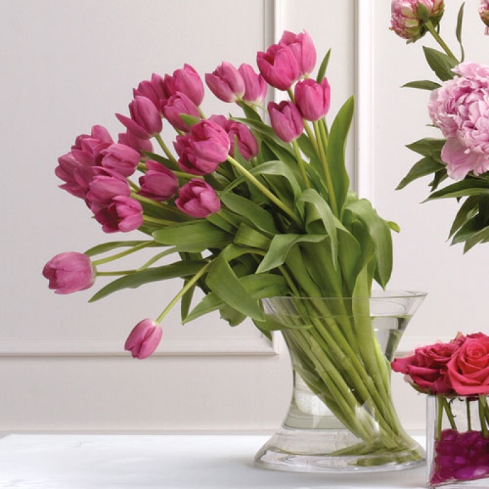 Pink Tulips Vase Arrangement