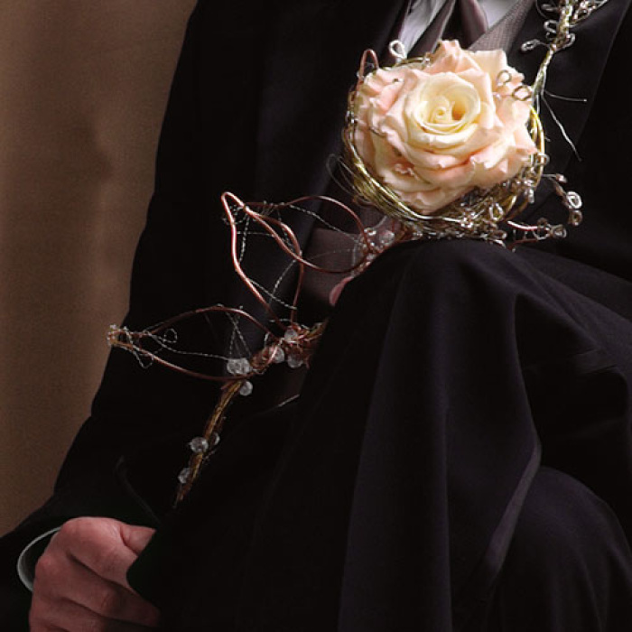 Composite Rose with Wire and Jewel Stem